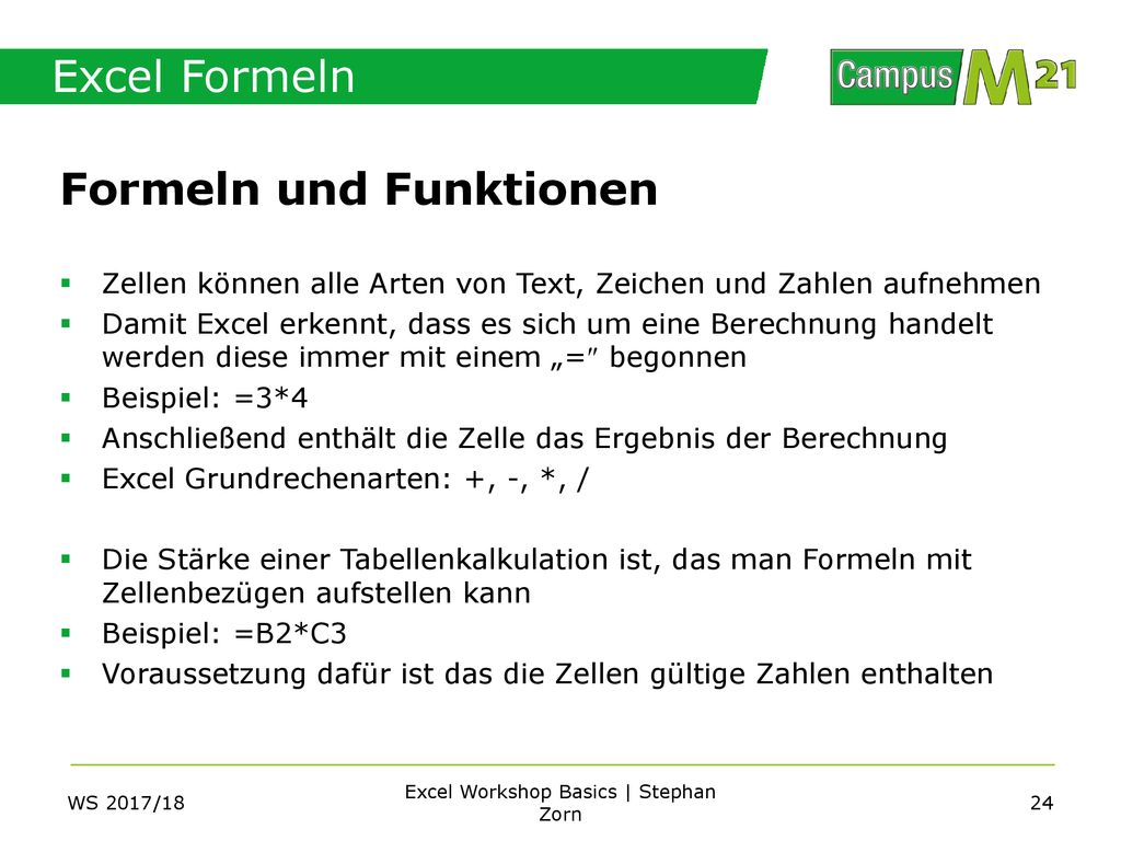 Excel Workshop Basics | Stephan Zorn