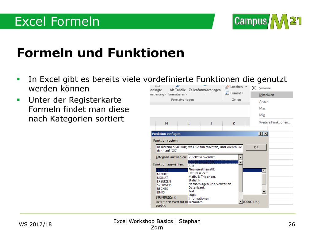 Excel Workshop Basics | Stephan Zorn
