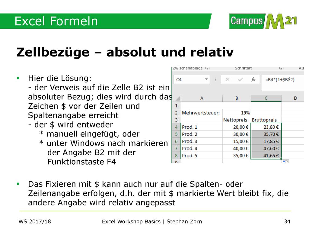Excel Workshop Basics | Stephan Zorn