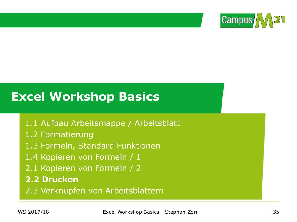 Excel Workshop Basics | Stephan Zorn
