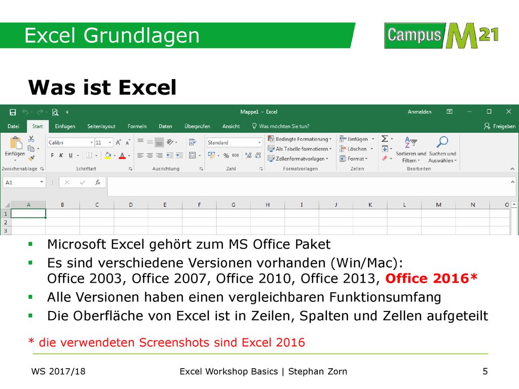 Excel Workshop Basics | Stephan Zorn