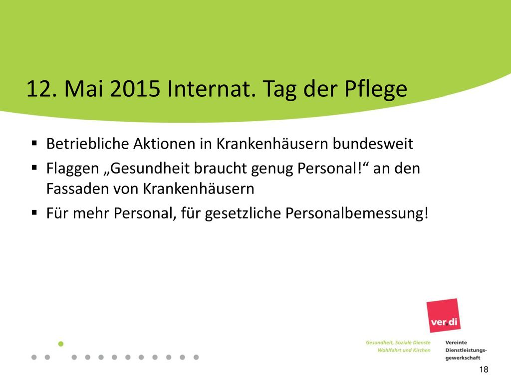 12. Mai 2015 Internat. Tag der Pflege