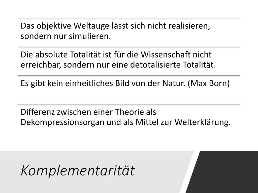 Das objektive Weltauge lässt sich nicht realisieren, sondern nur simulieren.