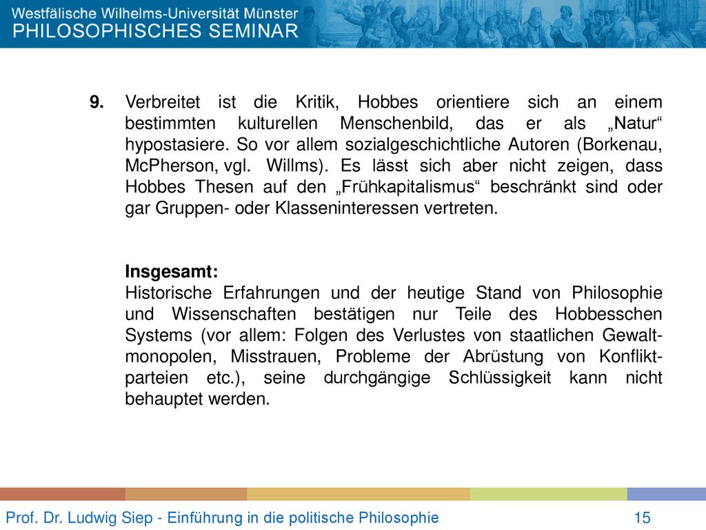 Prof. Dr. Ludwig Siep - Einführung in die politische Philosophie