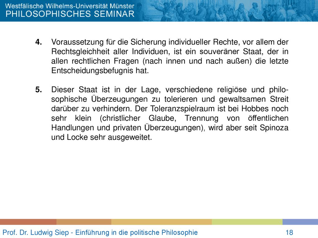 Prof. Dr. Ludwig Siep - Einführung in die politische Philosophie