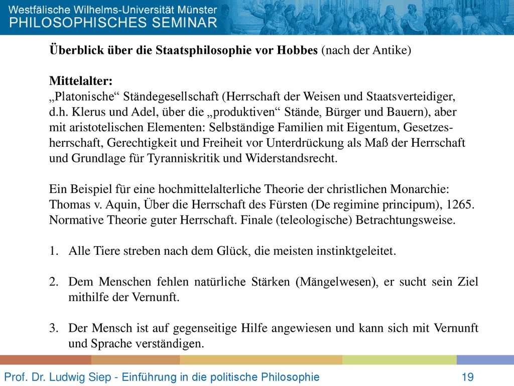 Prof. Dr. Ludwig Siep - Einführung in die politische Philosophie