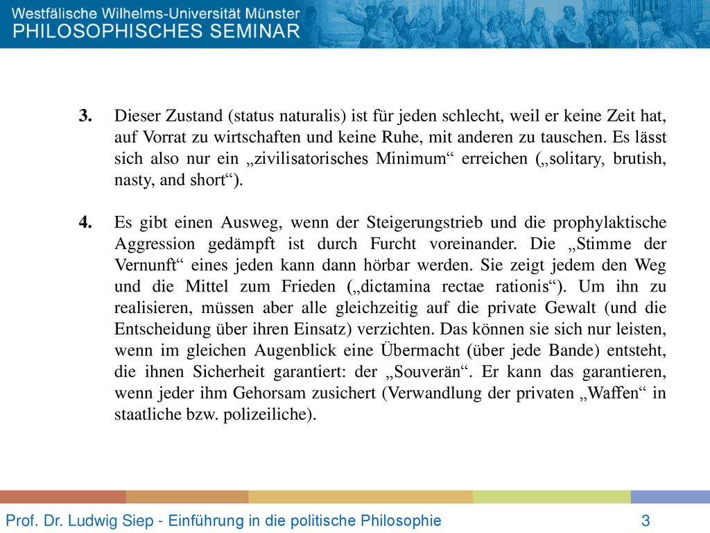 Prof. Dr. Ludwig Siep - Einführung in die politische Philosophie