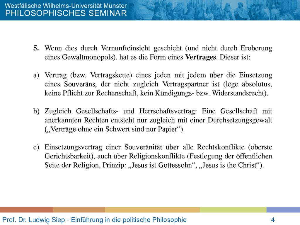 Prof. Dr. Ludwig Siep - Einführung in die politische Philosophie