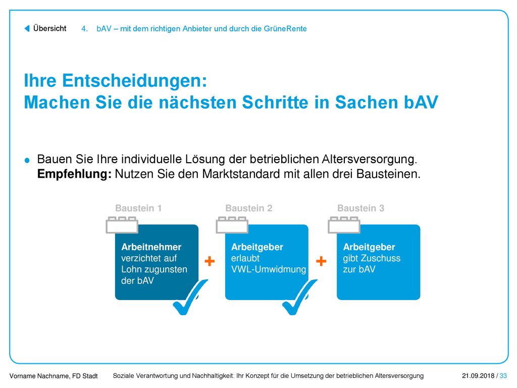 Ihre Entscheidungen: Machen Sie die nächsten Schritte in Sachen bAV