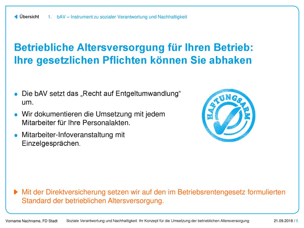 1. bAV – Instrument zu sozialer Verantwortung und Nachhaltigkeit