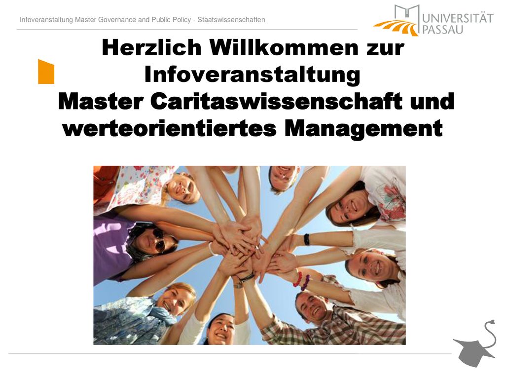 Herzlich Willkommen zur Infoveranstaltung Master Caritaswissenschaft und werteorientiertes Management
