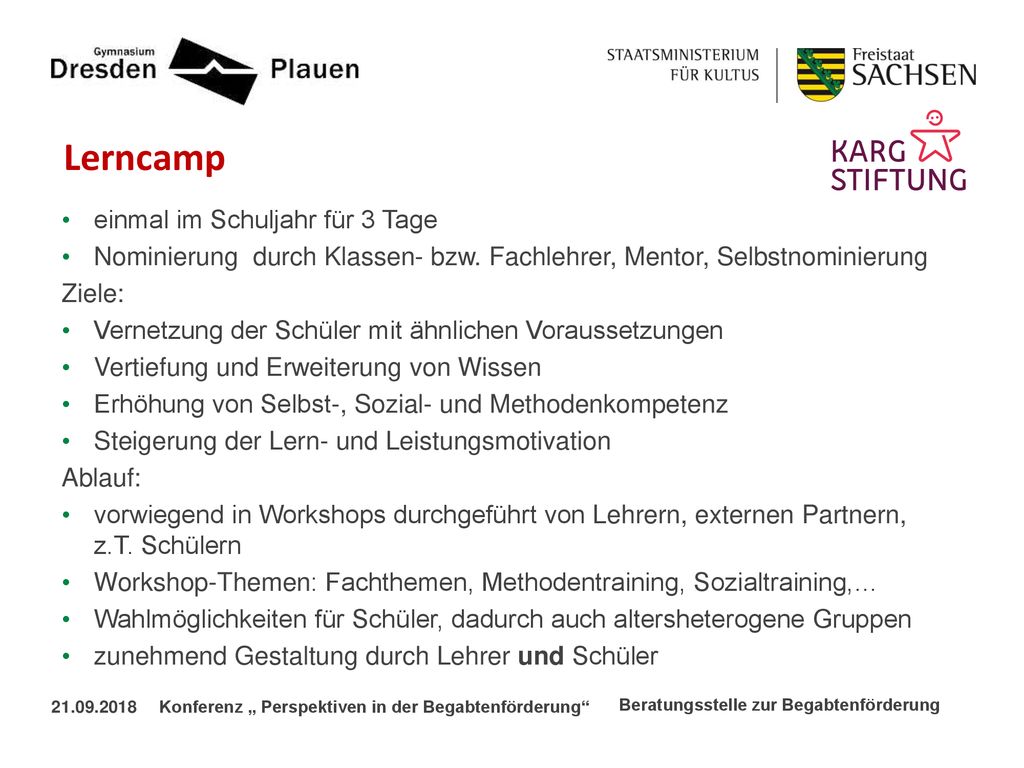 Lerncamp einmal im Schuljahr für 3 Tage