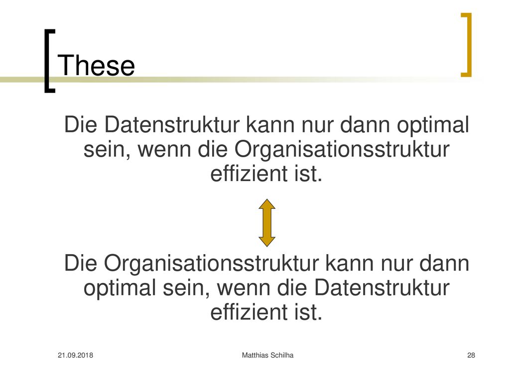 These Die Datenstruktur kann nur dann optimal sein, wenn die Organisationsstruktur effizient ist.