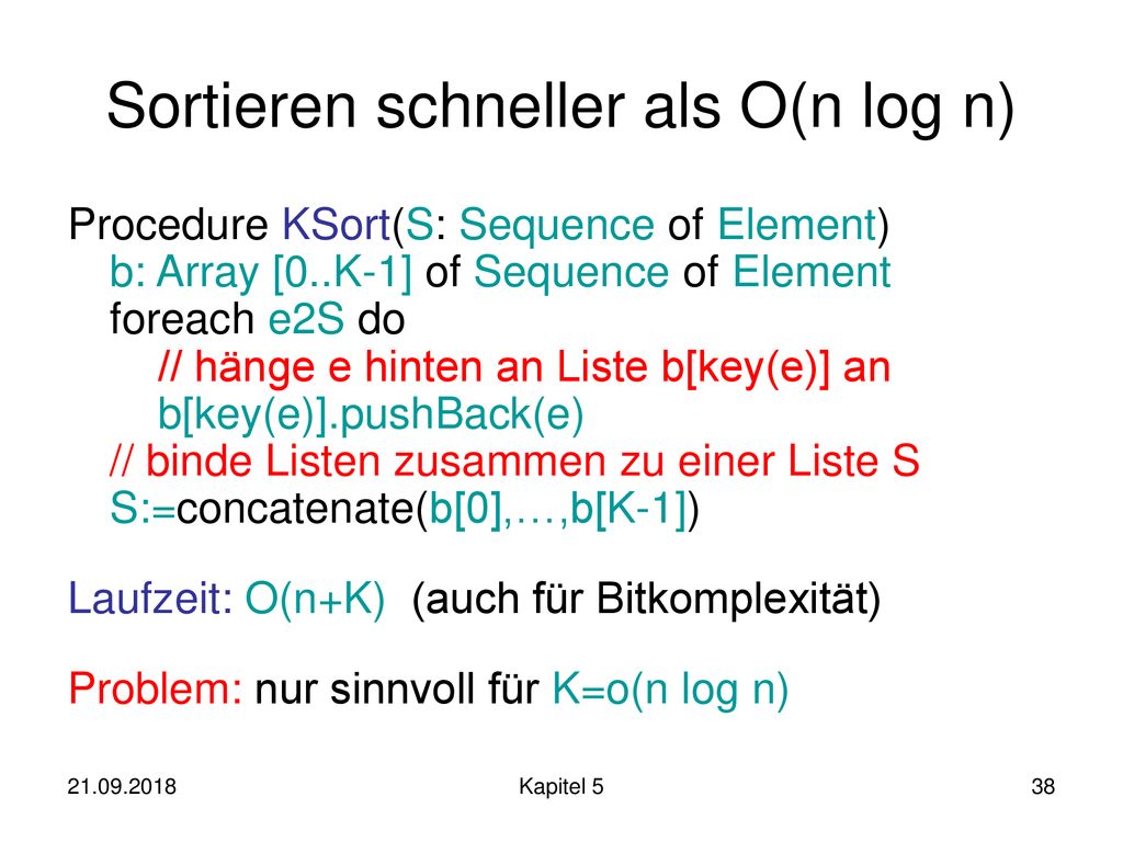 Sortieren schneller als O(n log n)