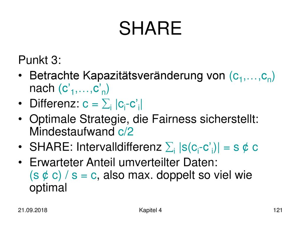 SHARE Punkt 3: Betrachte Kapazitätsveränderung von (c1,…,cn) nach (c’1,…,c’n) Differenz: c = i |ci-c’i|