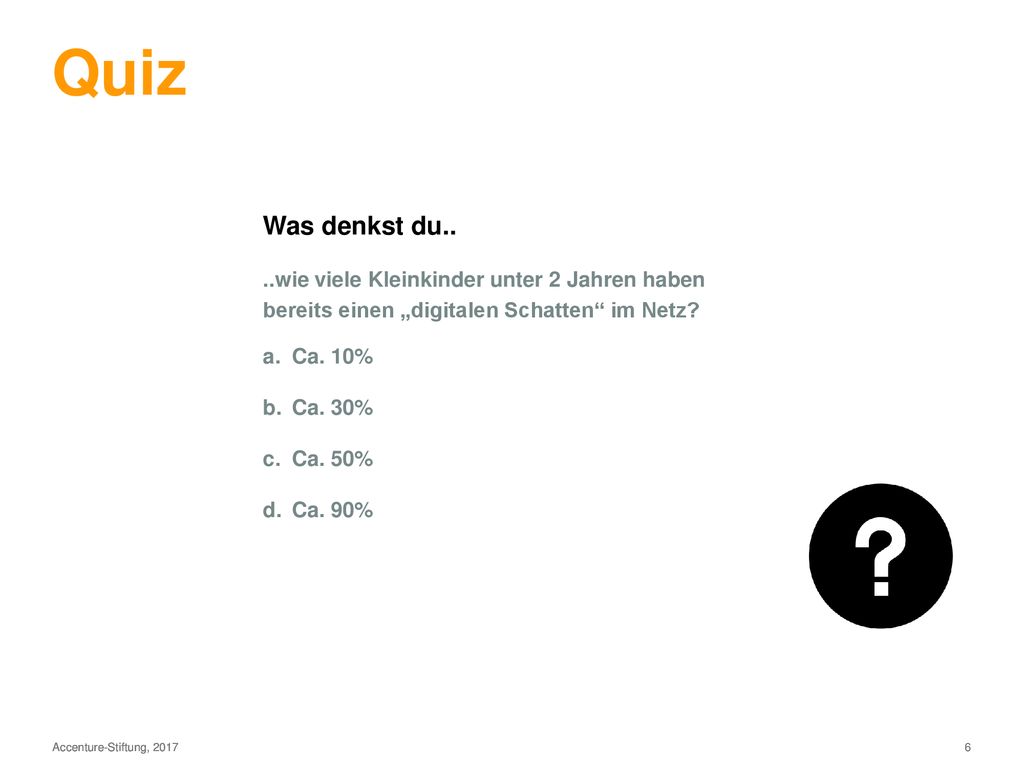 Quiz Was denkst du.. ..wie viele Kleinkinder unter 2 Jahren haben bereits einen „digitalen Schatten im Netz