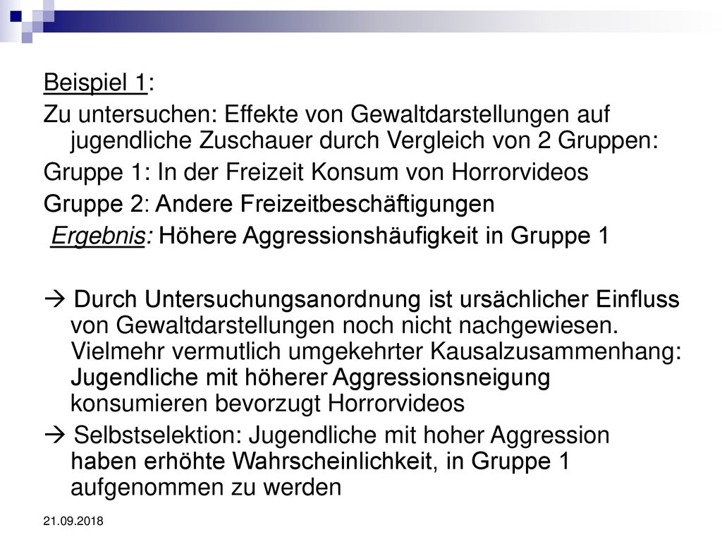 Gruppe 1: In der Freizeit Konsum von Horrorvideos