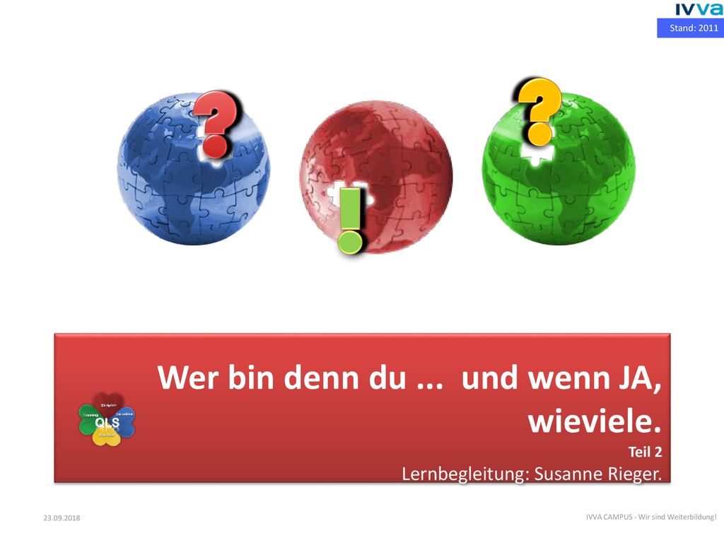Stand: 2011 ! Wer bin denn du ... und wenn JA, wieviele. Teil 2 Lernbegleitung: Susanne Rieger.
