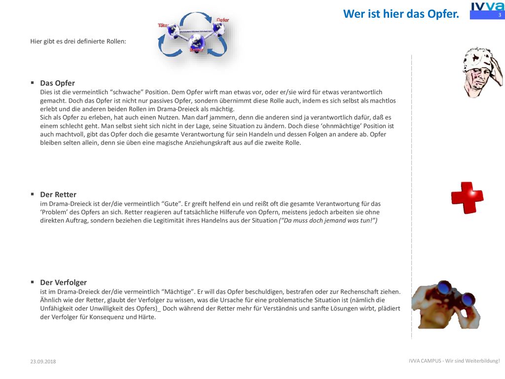 Wer ist hier das Opfer. Hier gibt es drei definierte Rollen: