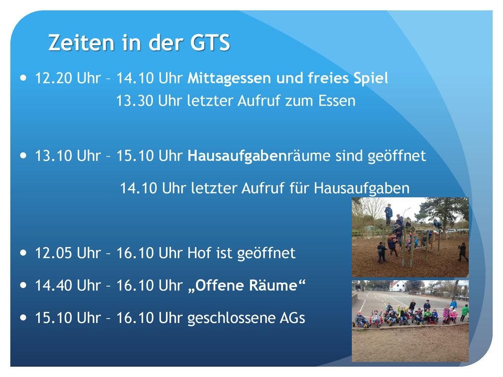 Zeiten in der GTS Uhr – Uhr Mittagessen und freies Spiel