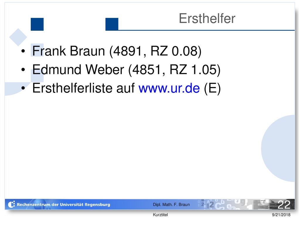 Ersthelferliste auf   (E)