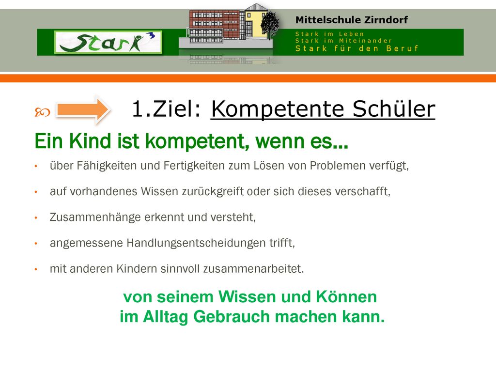 von seinem Wissen und Können im Alltag Gebrauch machen kann.