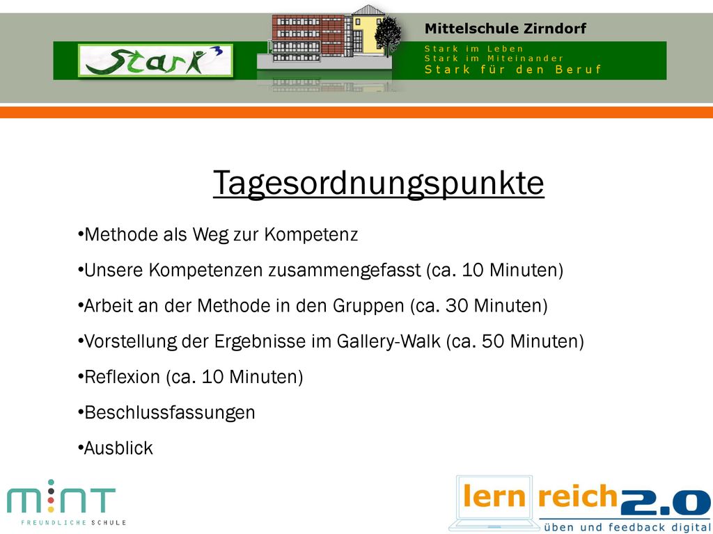Tagesordnungspunkte Methode als Weg zur Kompetenz
