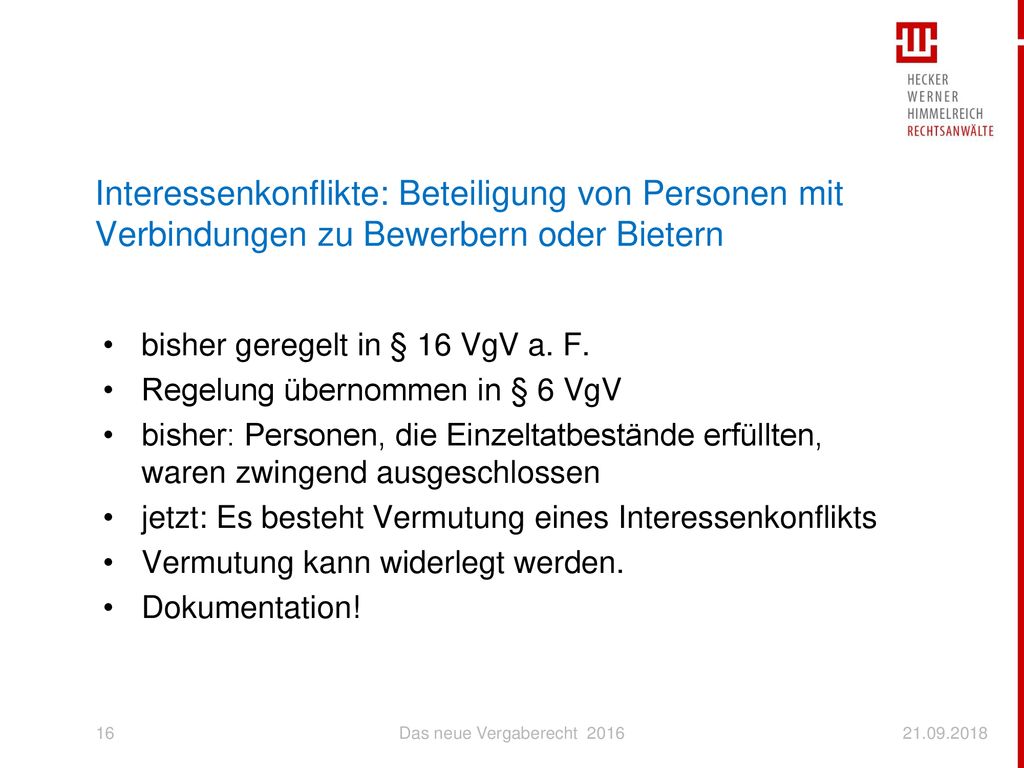 Interessenkonflikte: Beteiligung von Personen mit Verbindungen zu Bewerbern oder Bietern