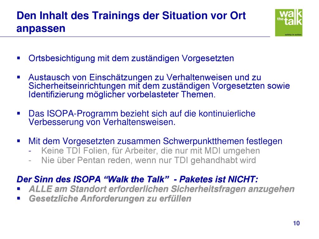Den Inhalt des Trainings der Situation vor Ort anpassen