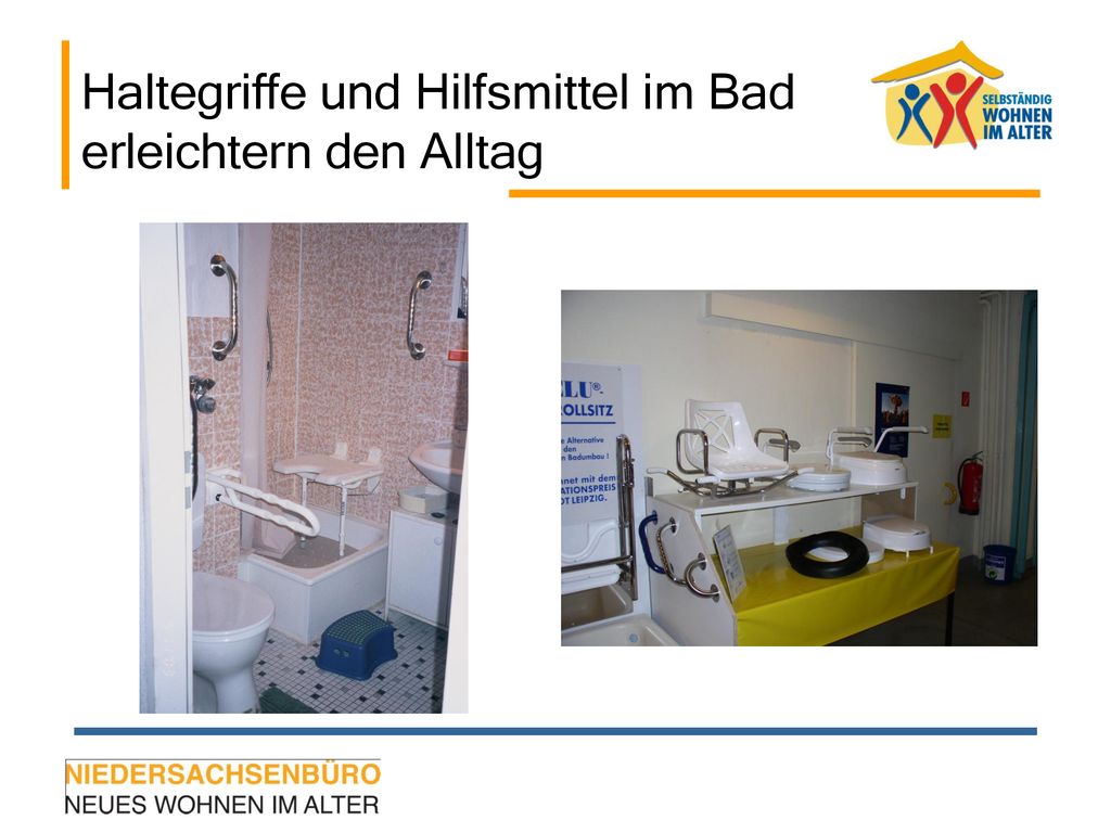Haltegriffe und Hilfsmittel im Bad erleichtern den Alltag