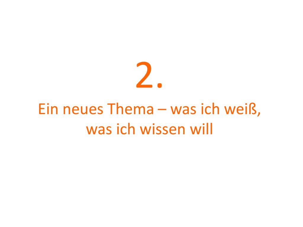 2. Ein neues Thema – was ich weiß, was ich wissen will