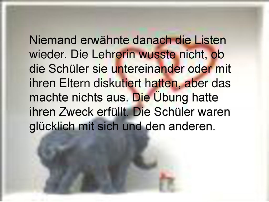 Niemand erwähnte danach die Listen wieder