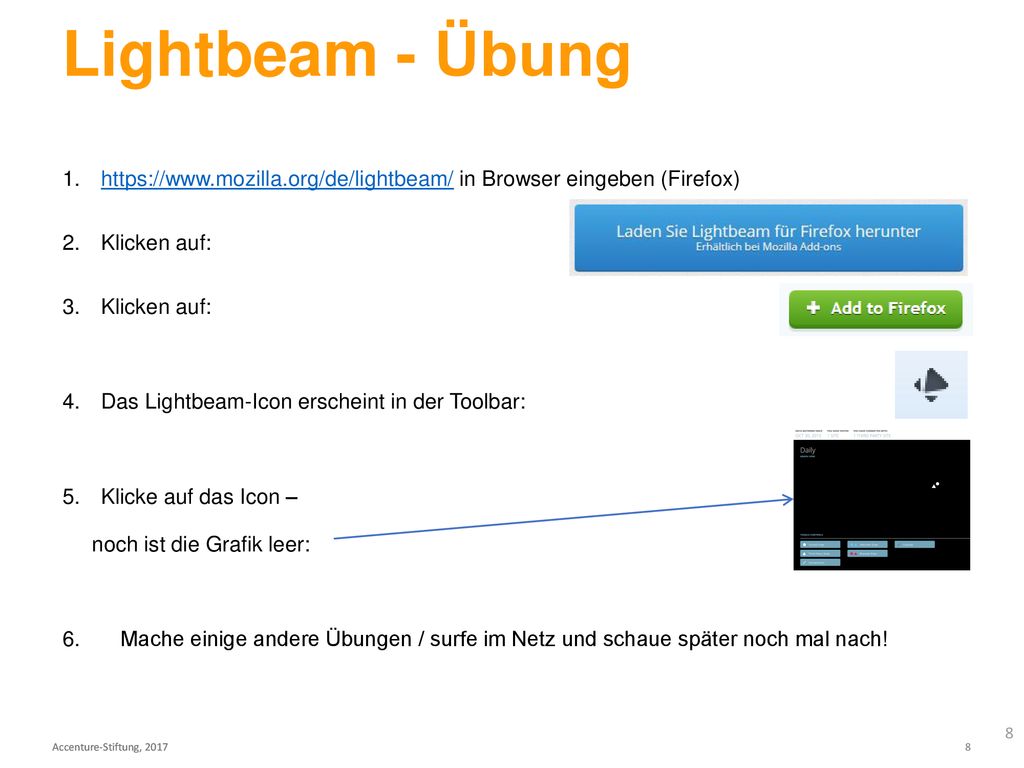 Lightbeam - Übung   in Browser eingeben (Firefox) Klicken auf: