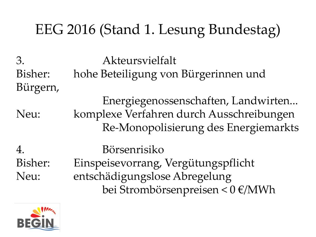 EEG 2016 (Stand 1. Lesung Bundestag)