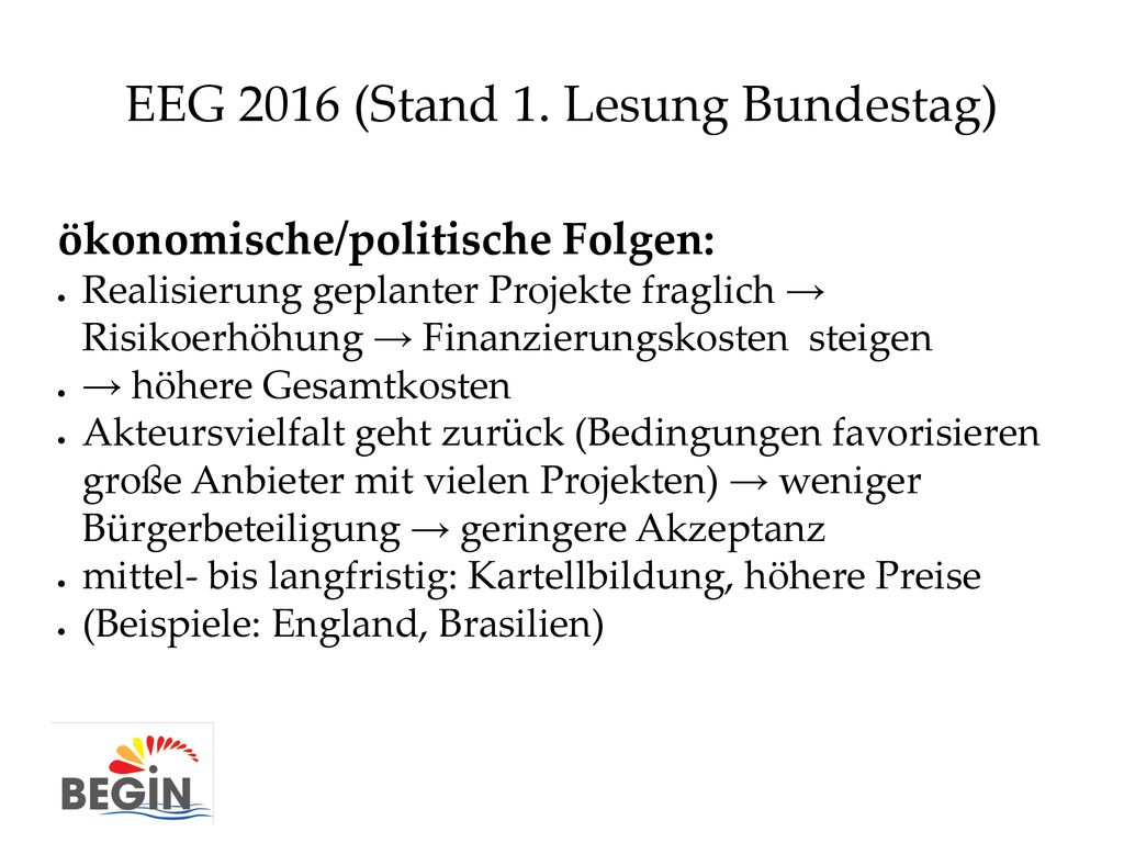 EEG 2016 (Stand 1. Lesung Bundestag)