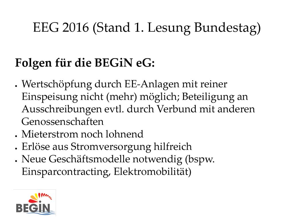 EEG 2016 (Stand 1. Lesung Bundestag)