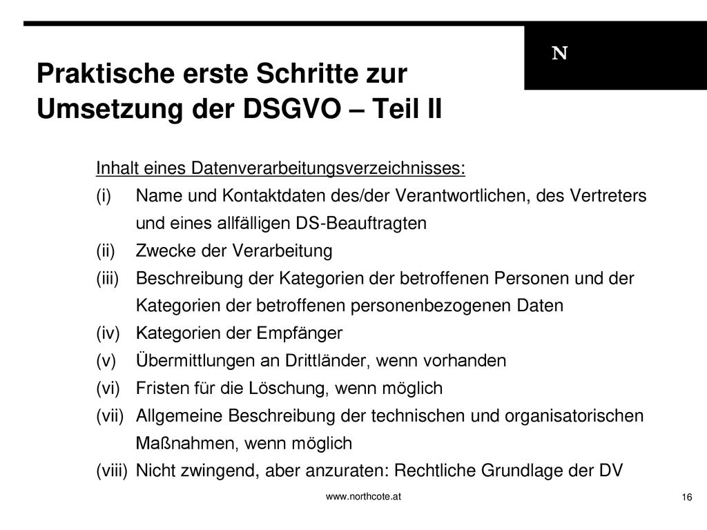 Praktische erste Schritte zur Umsetzung der DSGVO – Teil II
