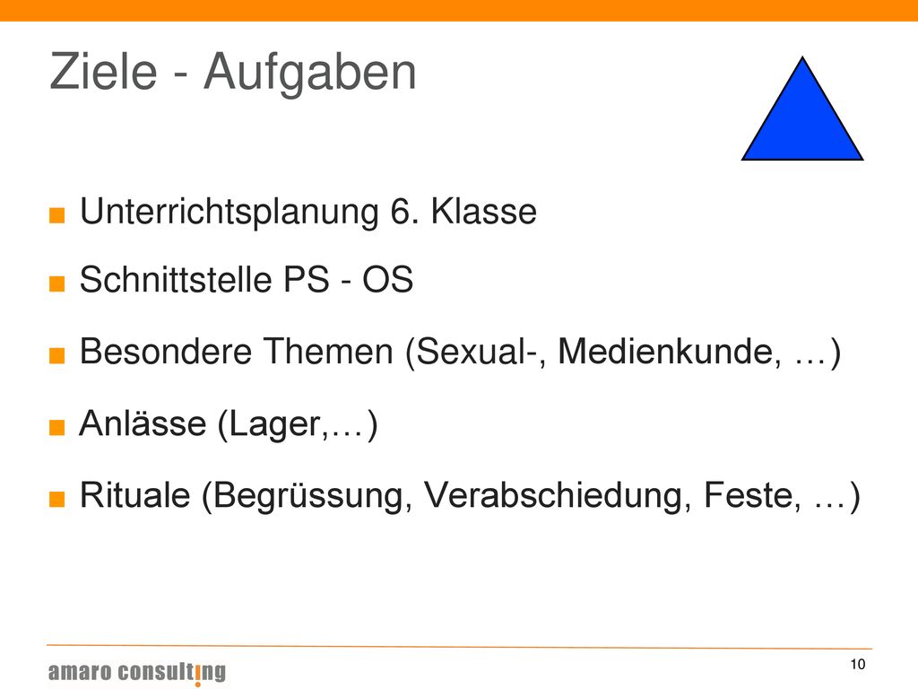 Ziele - Aufgaben Unterrichtsplanung 6. Klasse Schnittstelle PS - OS