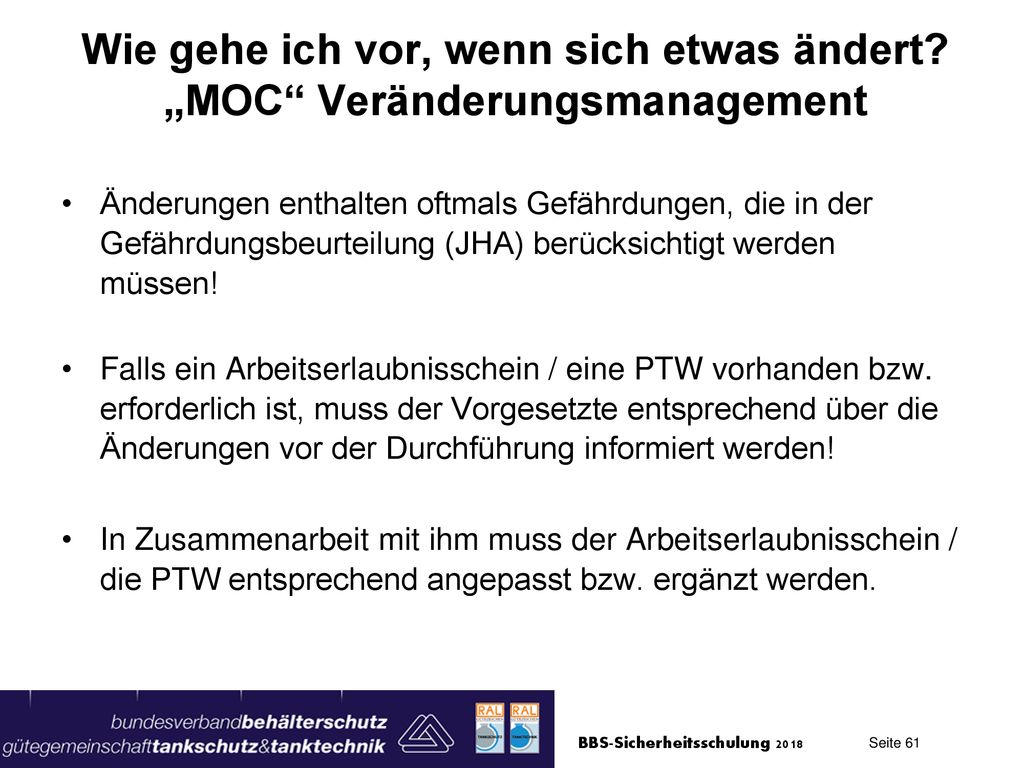 Wie gehe ich vor, wenn sich etwas ändert „MOC Veränderungsmanagement