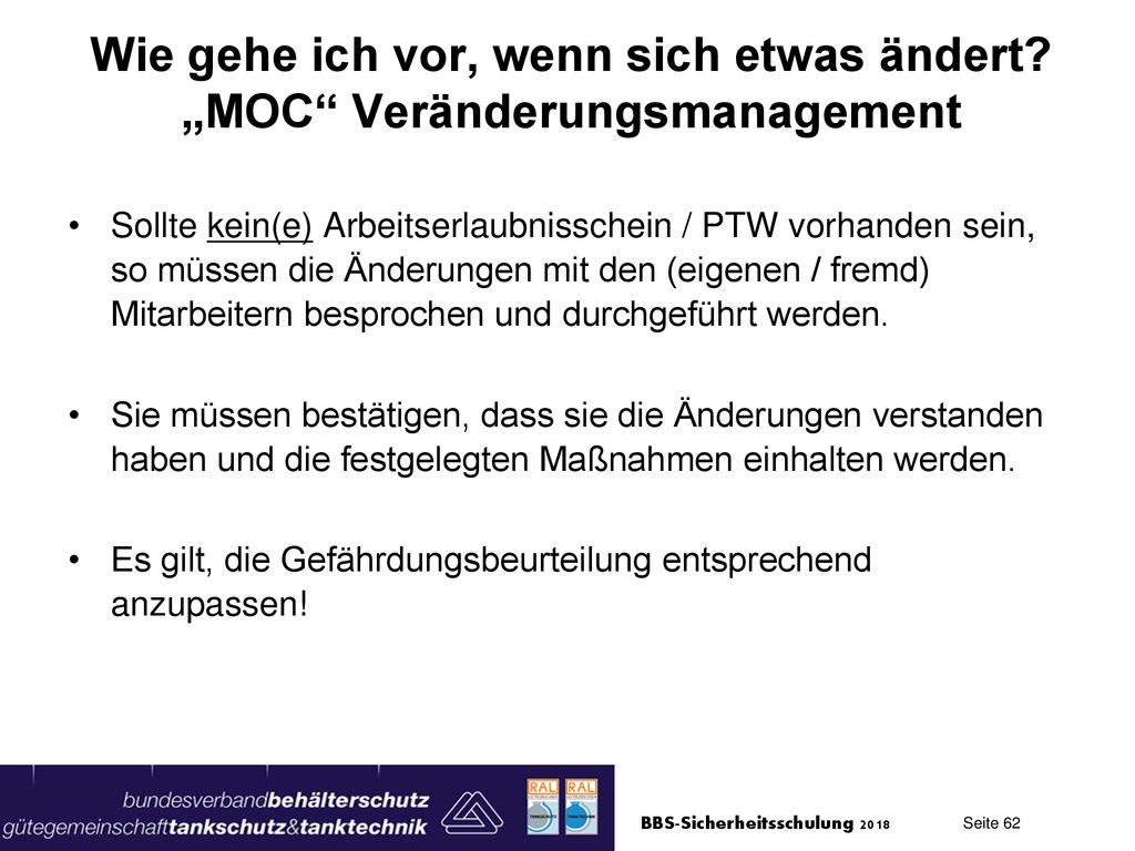Wie gehe ich vor, wenn sich etwas ändert „MOC Veränderungsmanagement