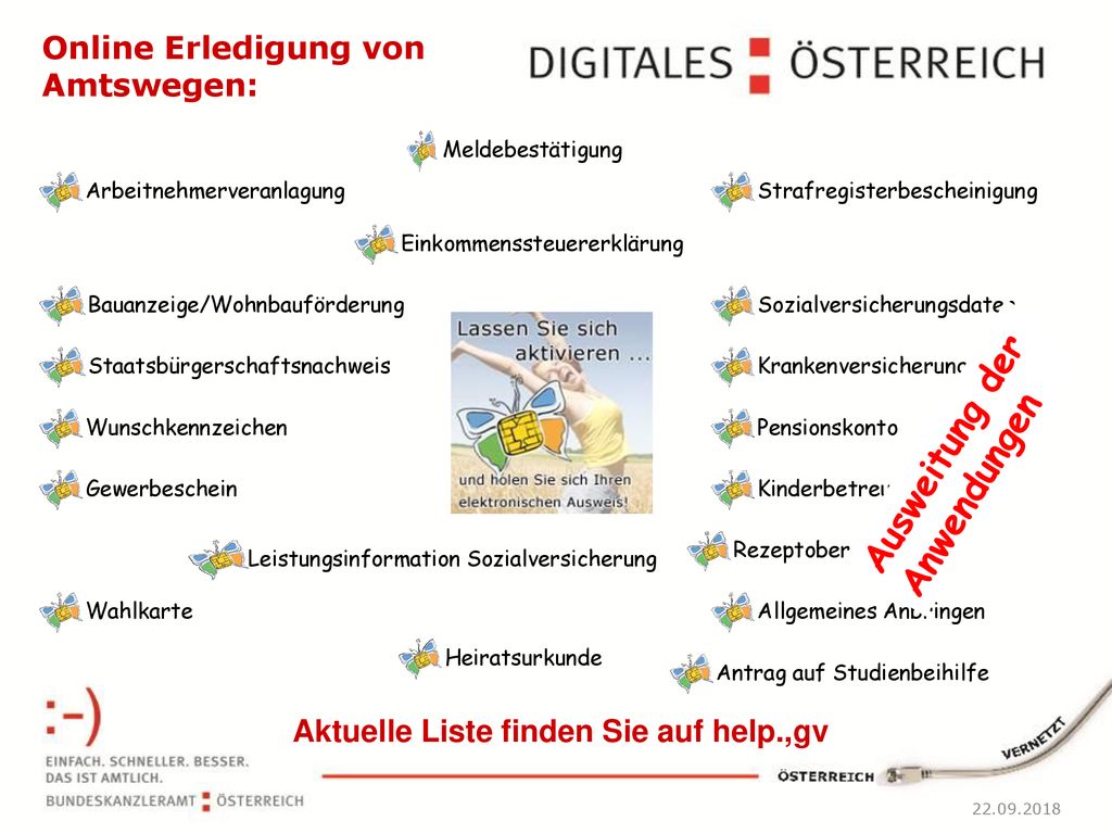 Aktuelle Liste finden Sie auf help.,gv
