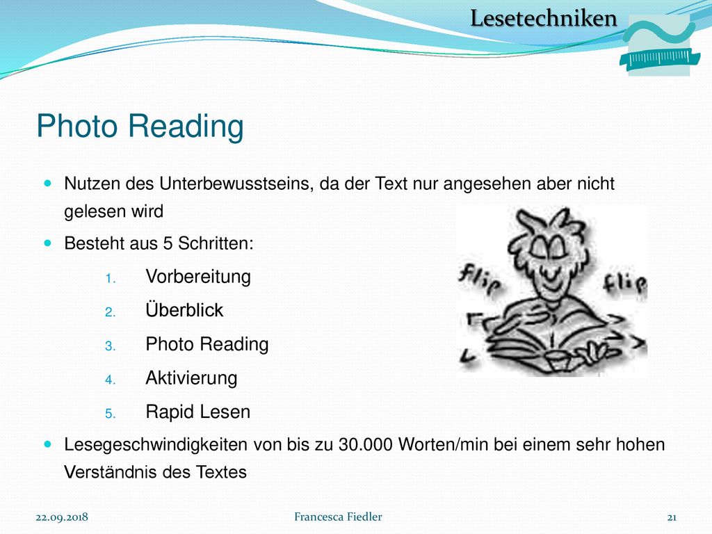 Photo Reading Lesetechniken Vorbereitung Überblick Photo Reading