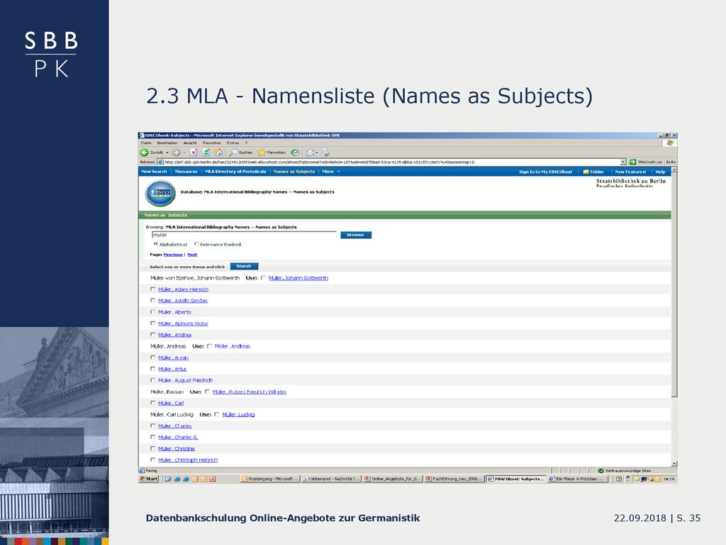 2.3 MLA - Namensliste (Names as Subjects)