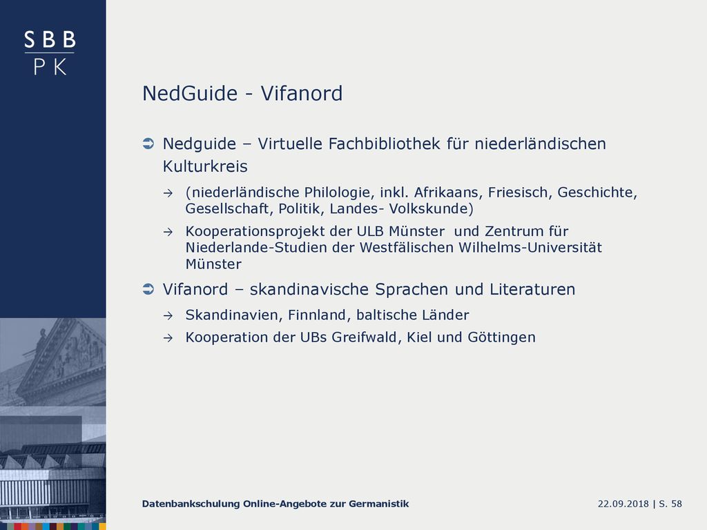 NedGuide - Vifanord Nedguide – Virtuelle Fachbibliothek für niederländischen Kulturkreis.