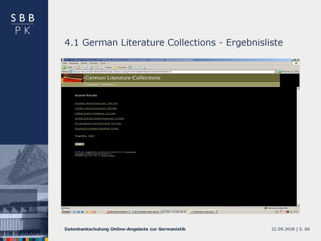 4.1 German Literature Collections - Ergebnisliste