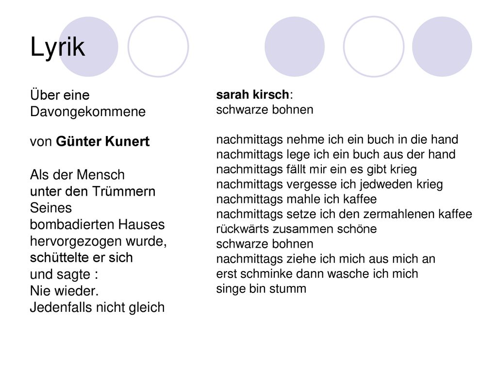 Lyrik Über eine Davongekommene von Günter Kunert Als der Mensch