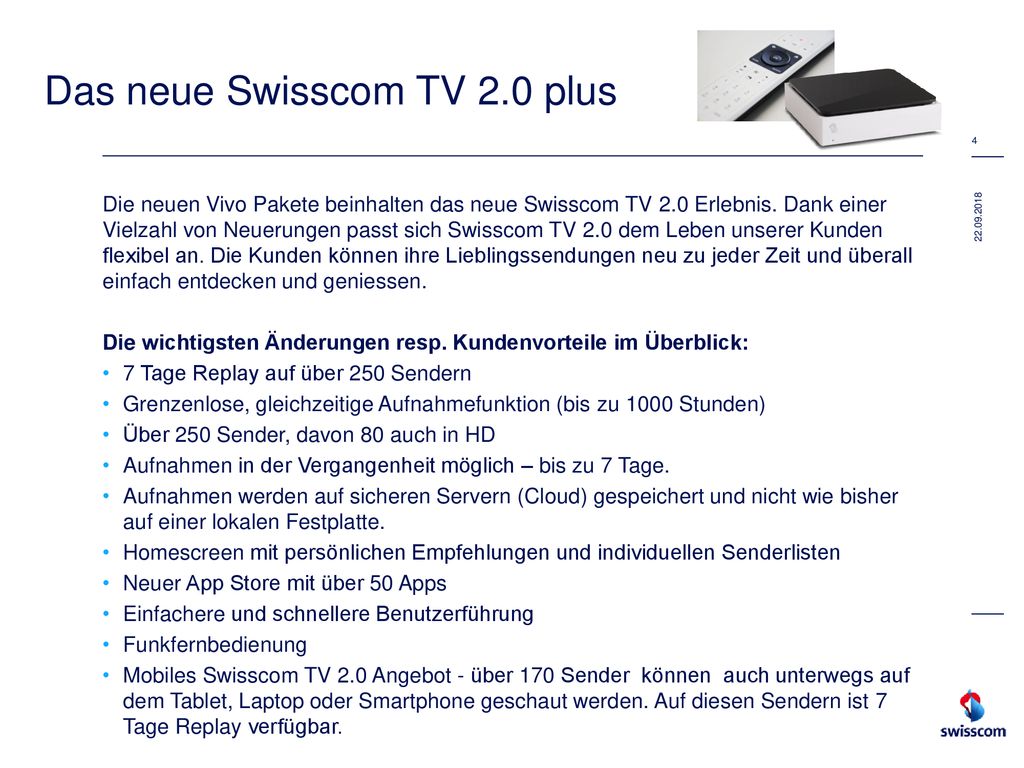 Die neuen Vivo-Pakete und Swisscom TV 2.0 plus - ppt herunterladen