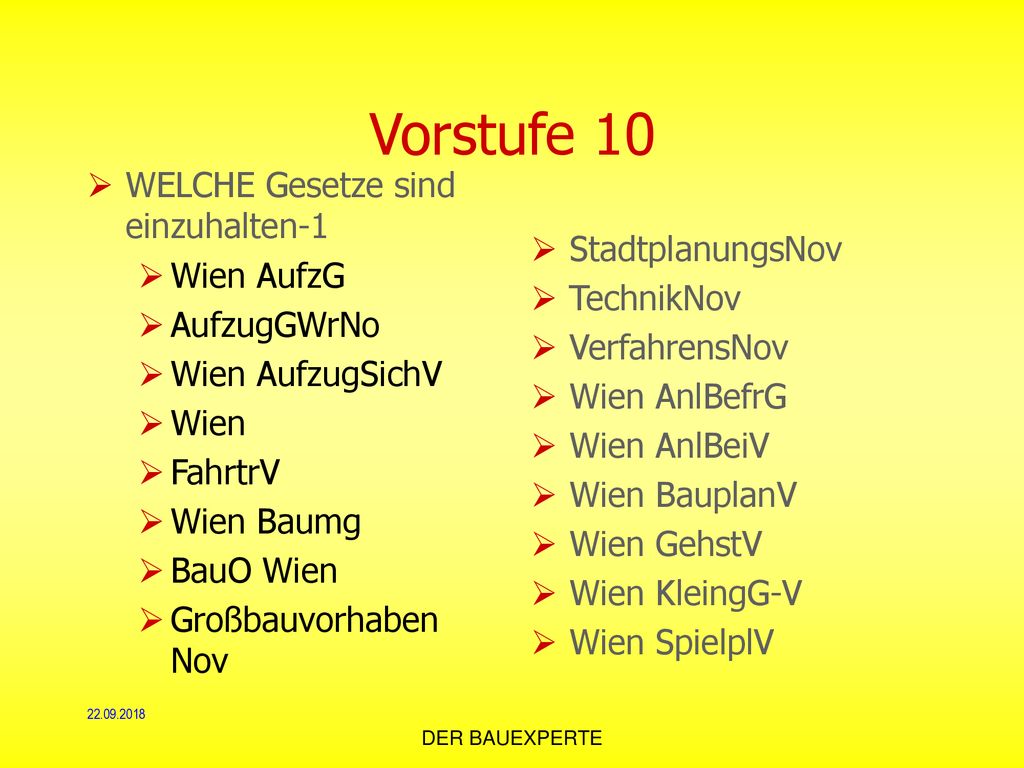 Vorstufe 10 WELCHE Gesetze sind einzuhalten-1 Wien AufzG AufzugGWrNo