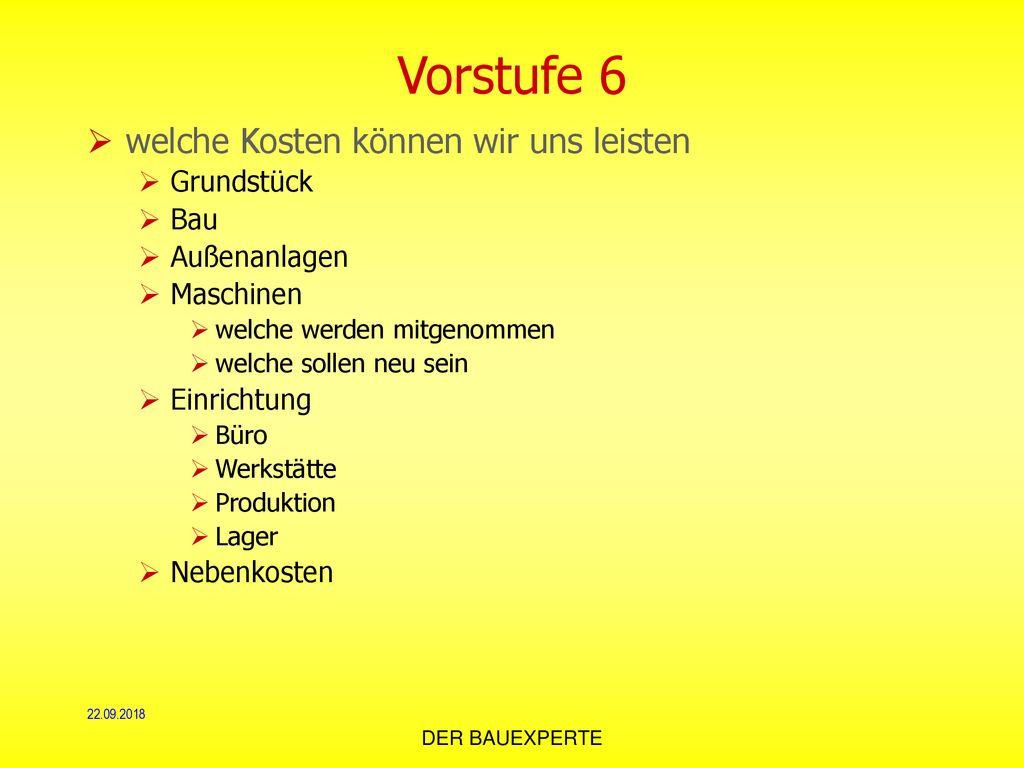 Vorstufe 6 welche Kosten können wir uns leisten Grundstück Bau