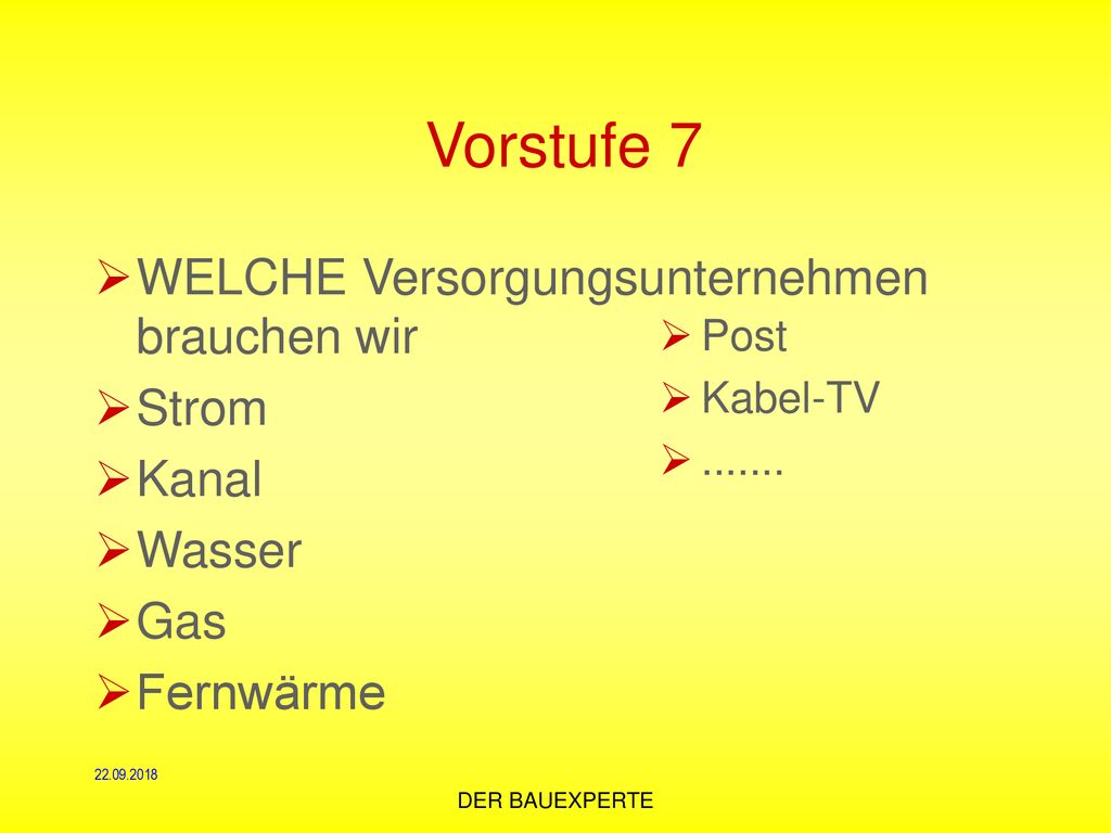 Vorstufe 7 WELCHE Versorgungsunternehmen brauchen wir Strom Kanal